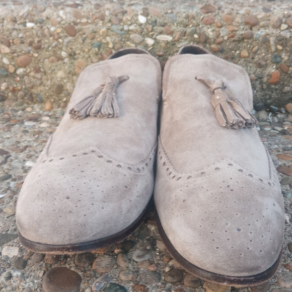 NDC Hand-Made All Leather Suede Wingtip Tassels Tan  Loafers - Size 10 (43) main image 3